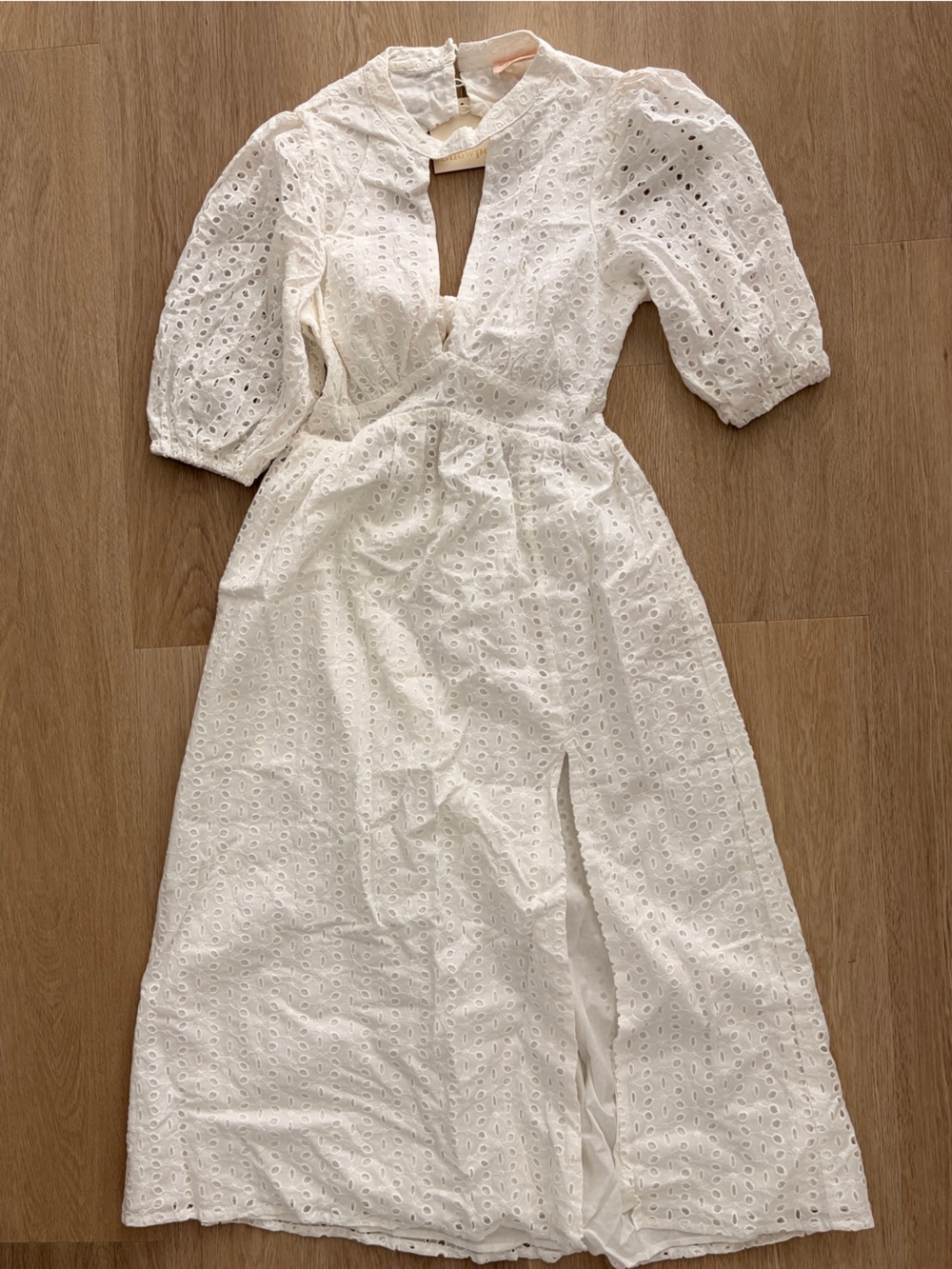 Showpo White Eyelet Maxi Jumpsuit with Waist Tie